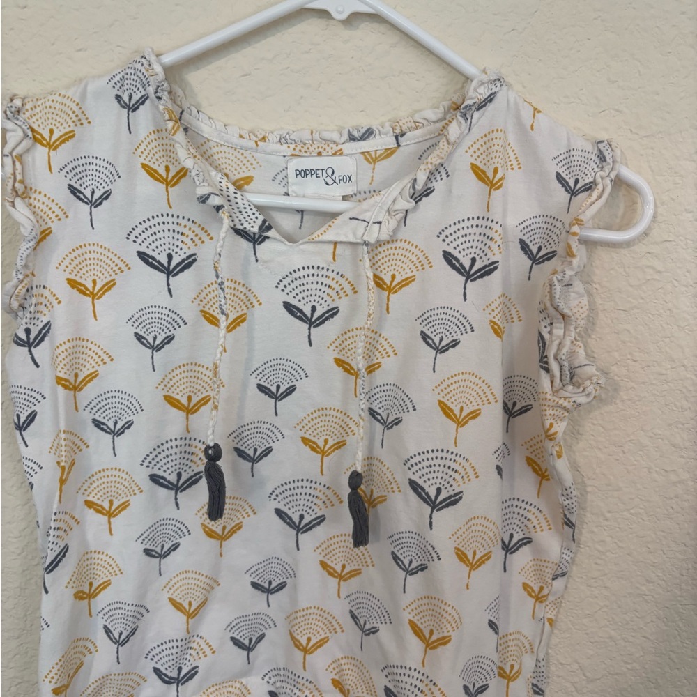 Kids Tank Top - White with Yellow and Black Pattern - EUC